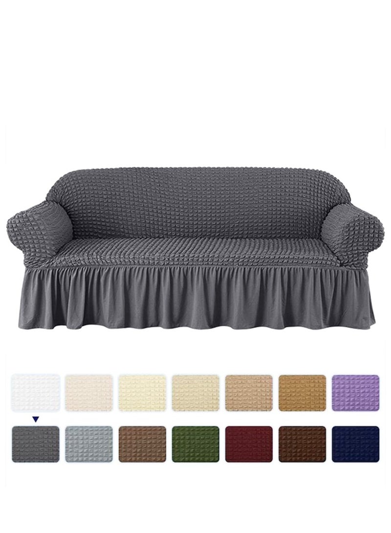 Arabest sofa cover 3 seater Super Stretchable Wrinkle-free Full Coverage Couch Slipcover Exquisitely Detailed Slip Flexible Resistant Jacquard Sofa Cover Dark Grey Combination Material 140-280cm  - Image 4