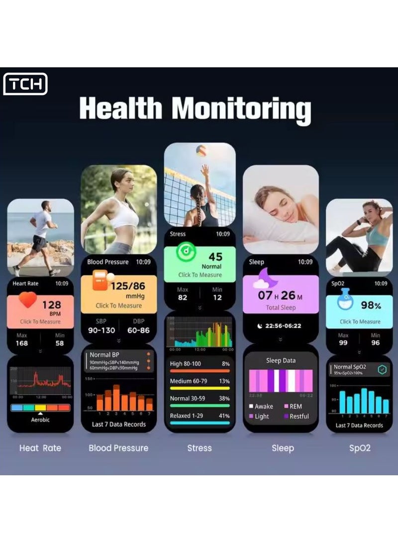 Smart Watches for Men (Answer/Make Calls) 2.1 Ultra Fitness Smart Watch for Android and iPhone, Waterproof Fitness Tracker with Blood Pressure/Stress/Heart Rate/Sleep/100+ Sport Modes, Watches for Men