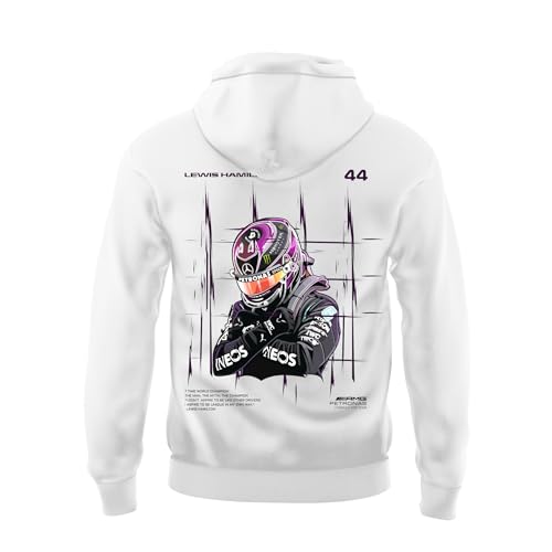 DUDEME : Motorsport Hoodie Lewis Unisex White Sweatshirt for Car Enthusiast 100% Cotton Hooded Neck Regular Fit Formula One - Image 1