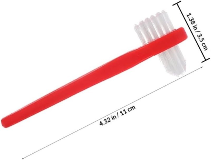 8pcs Dual Head Dentures Brush Red, Hard Bristle Appliance Cleaner Toothbrush for Denture Care and Oral Hygiene - Image 2