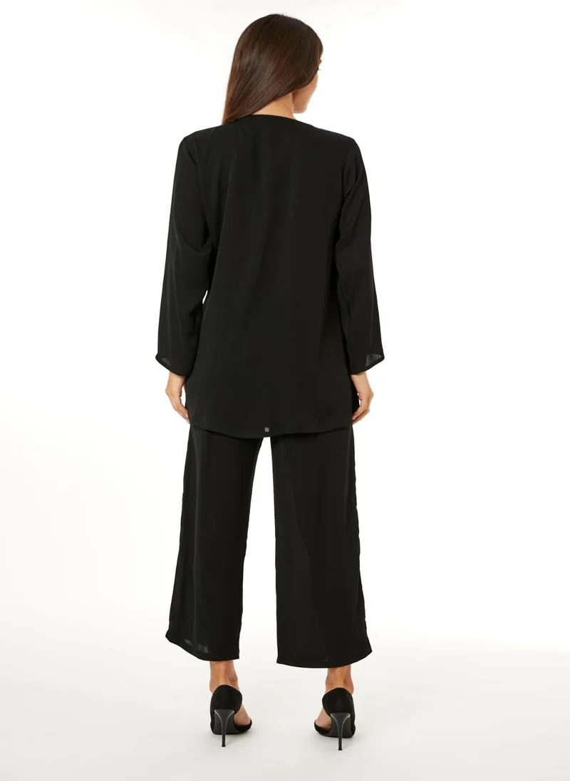 Moistreet Black Zoom Top and Pants Set