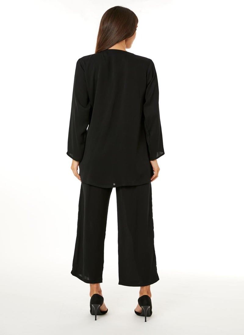 Moistreet Black Zoom Top and Pants Set - Image 4