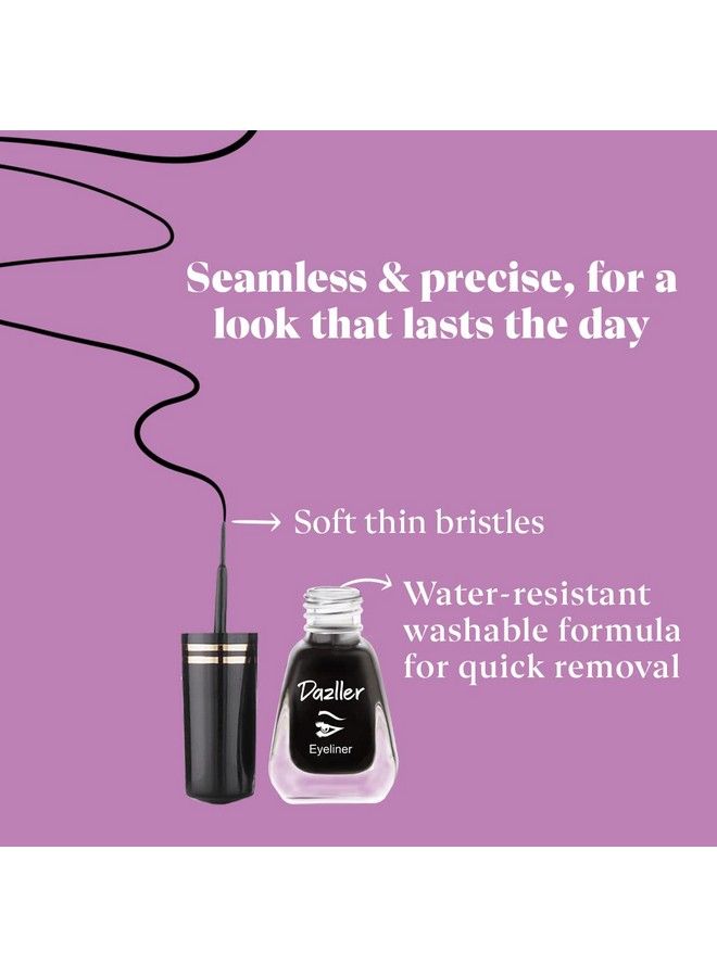 DAZLLER Eyeliner Liquid Jet Black Precise Application Smudgeproof Waterresistant Easy Removal Lightweight Vegan (Matte Finish) - Image 5