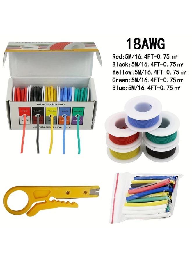 18 AWG 196.85 Inch 5 Color PVC Electronic Wire Tinned Copper Aviation Wire - Image 1