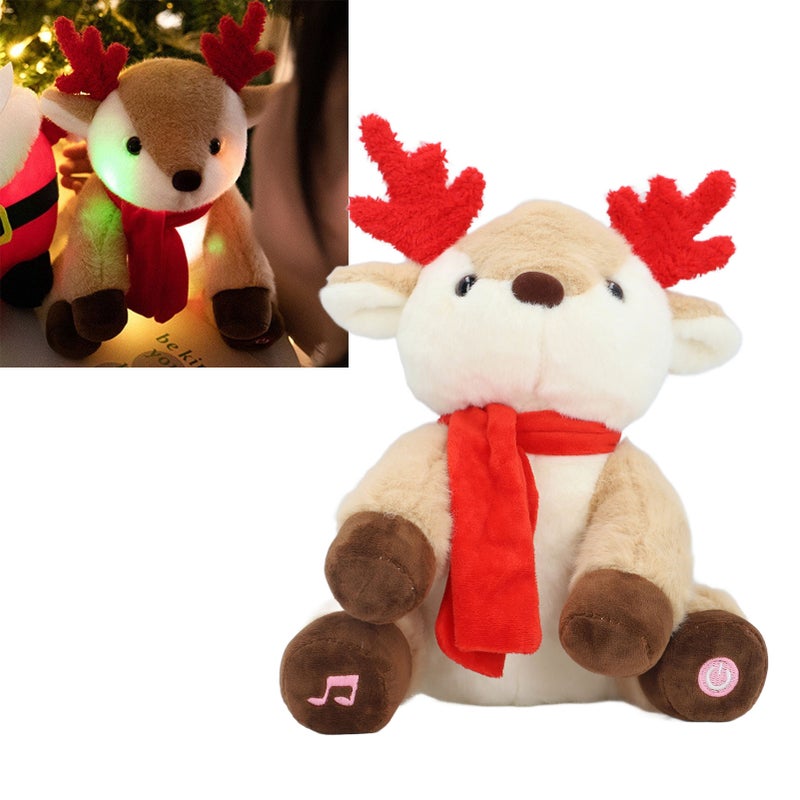 Musical Light Up Plush Reindeer Fashionable Skin Friendly Soft Stuffed Light Stuffed Animals Toy for Bedside Desktop - Image 1