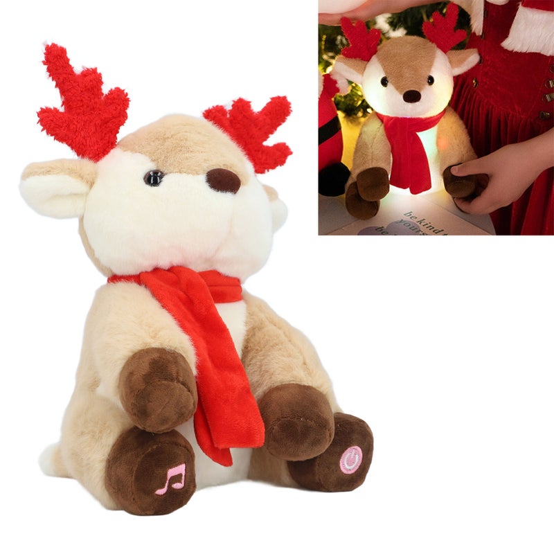Musical Light Up Plush Reindeer Fashionable Skin Friendly Soft Stuffed Light Stuffed Animals Toy for Bedside Desktop - Image 5
