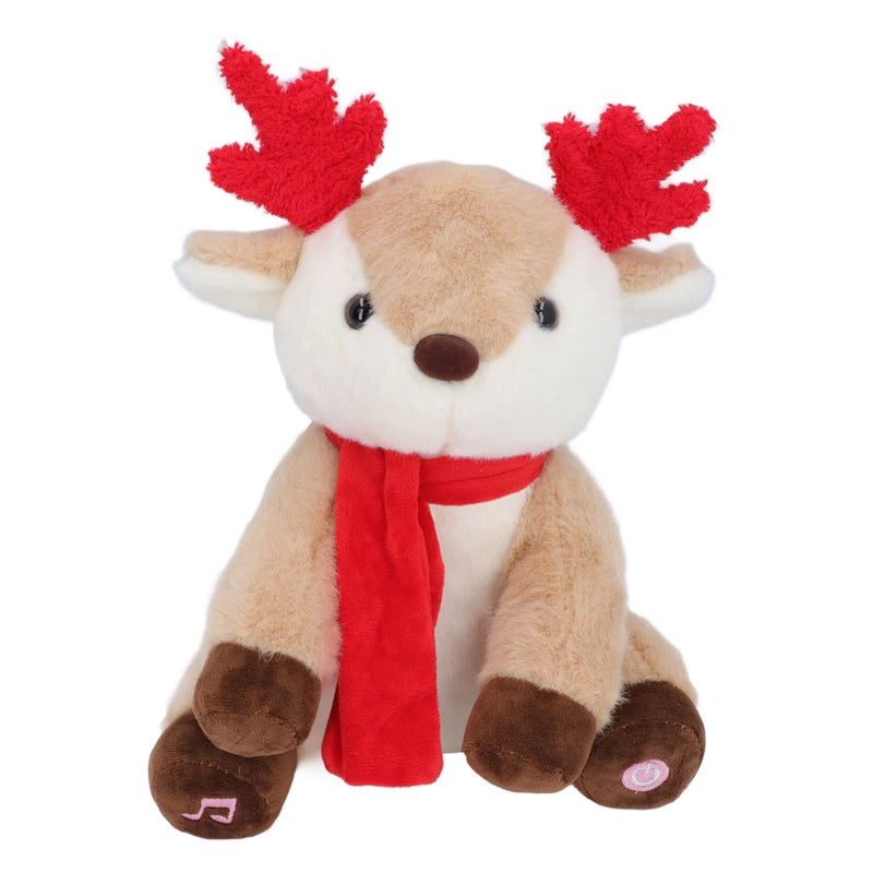 Musical Light Up Plush Reindeer Fashionable Skin Friendly Soft Stuffed Light Stuffed Animals Toy for Bedside Desktop - Image 4