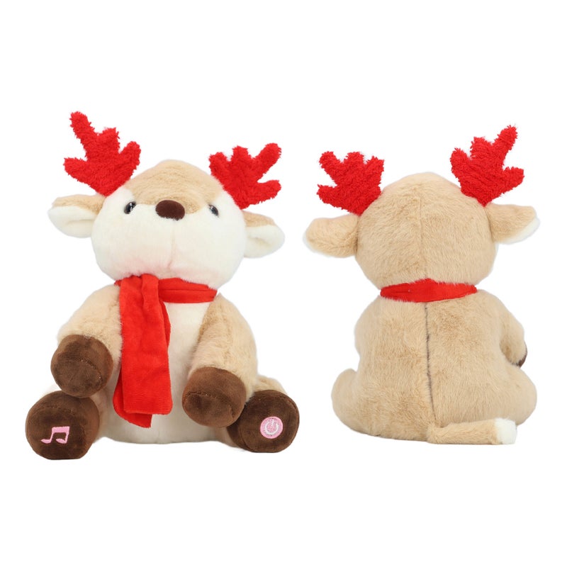Musical Light Up Plush Reindeer Fashionable Skin Friendly Soft Stuffed Light Stuffed Animals Toy for Bedside Desktop - Image 2