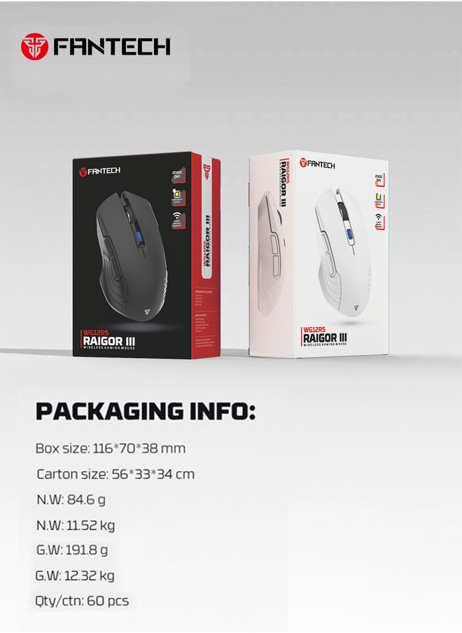 FANTECH - Wireless Gaming Mouse – E500mAh Rechargeable Battery, 2000 DPI, 6 Buttons, 3M Silent Clicks | Long-Lasting & Ergonomic Design.Compatible with Computer PC MacBook Laptop Windows 11 10 macOS Linux - Image 1