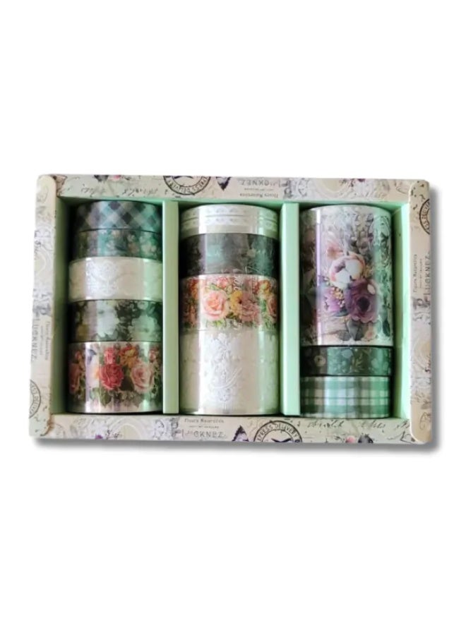 Vintage Floral Washi & PET Tape Set – 12 Rolls (Lace, Roses, & Retro Designs) for Scrapbooking & Journaling - Image 4