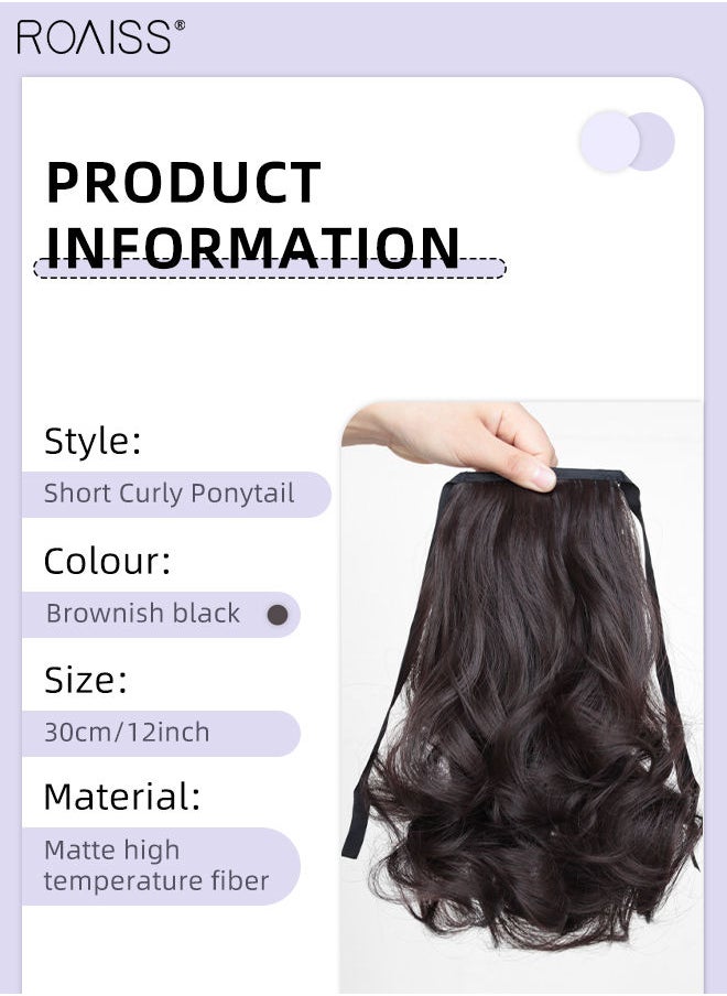 Short Curly Ponytail Extension, Natural Ponytail Wig with Wrap Around Ribbon Strap, Synthetic Hairpiece for Women Girls Party Hairstyle Daily Use 30cm (12 inch) - Brown Black - pzsku/Z6140B279594054518088Z/45/_/1694007385/244f79f9-6050-42e3-ae16-76e47f6d82f5