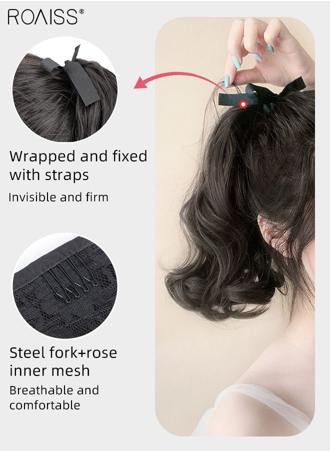 Short Curly Ponytail Extension, Natural Ponytail Wig with Wrap Around Ribbon Strap, Synthetic Hairpiece for Women Girls Party Hairstyle Daily Use 30cm (12 inch) - Brown Black - pzsku/Z6140B279594054518088Z/45/_/1694007388/ad209819-6b80-4464-9f57-55955c9cd5f4