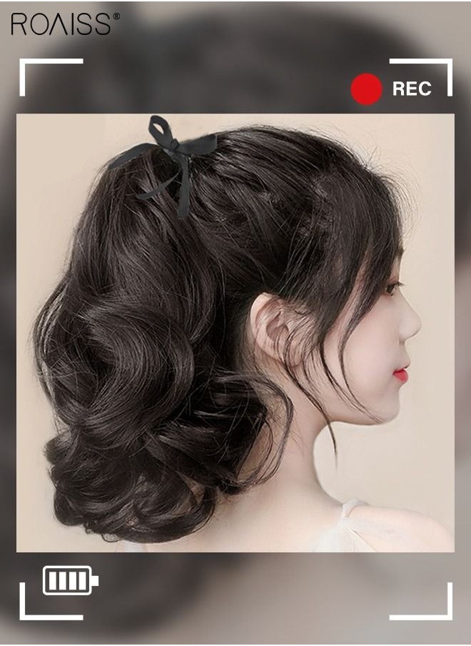 Short Curly Ponytail Extension, Natural Ponytail Wig with Wrap Around Ribbon Strap, Synthetic Hairpiece for Women Girls Party Hairstyle Daily Use 30cm (12 inch) - Brown Black - pzsku/Z6140B279594054518088Z/45/_/1694498005/2f4dd907-b55e-47ed-93ff-f3bfbdabb95d