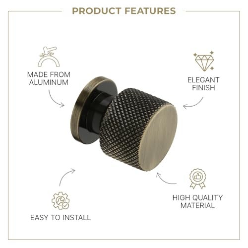 LAPO 6 Piece Knobs for Cabinets– Modern Aluminum Drawer Knob for Kitchen, Wardrobe, Cupboard, and Home Furniture (Antique Finish) - Image 3