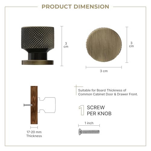 LAPO 6 Piece Knobs for Cabinets– Modern Aluminum Drawer Knob for Kitchen, Wardrobe, Cupboard, and Home Furniture (Antique Finish) - Image 2