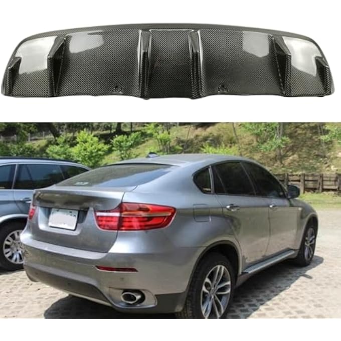 AUSMILA Carbon Fiber Car Rear Bumper Diffuser Lip for BMW E71 X6 SUV 2008-2015 - Image 1