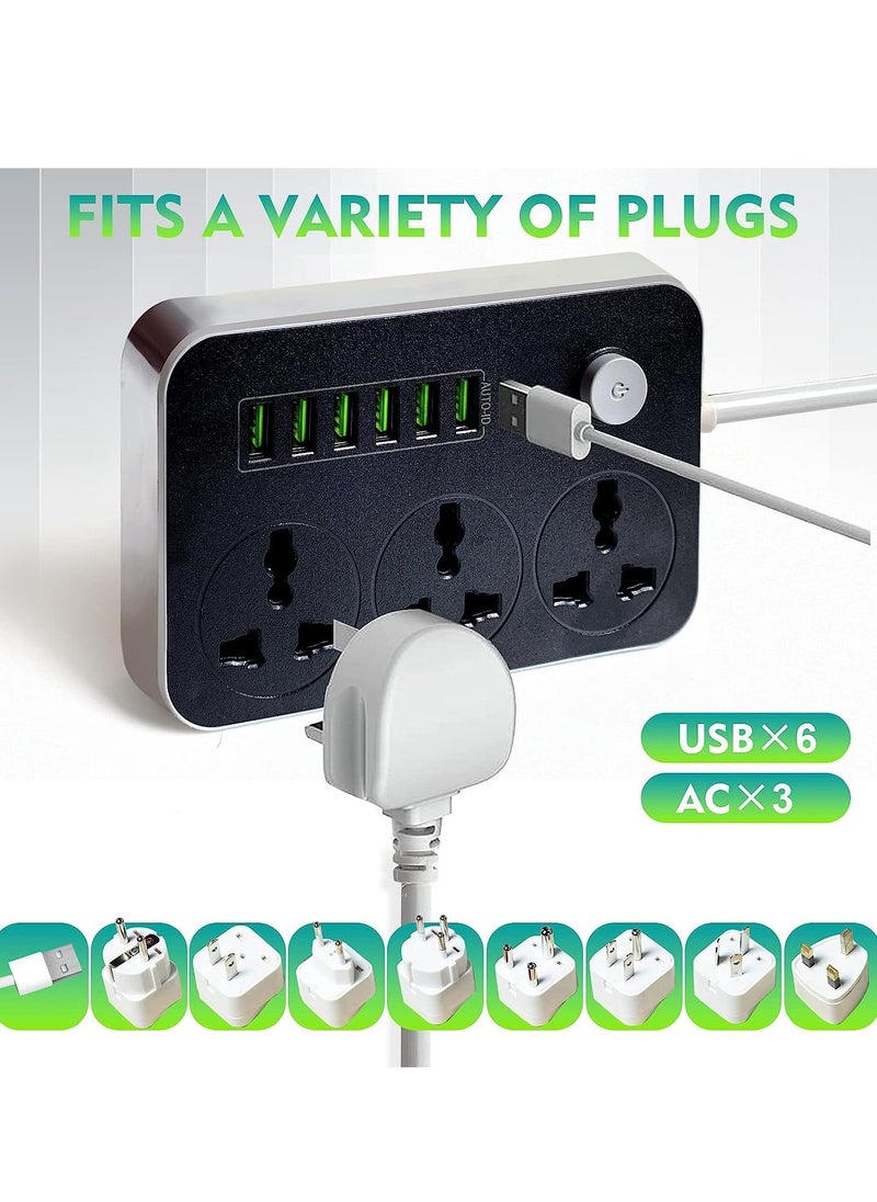 ELTRAZONE Power Strips Extension Cord 3 Outlets, Power Socket with 6 USB Ports Universal Charging Socket with 2M Bold Extension Cord  - Image 5