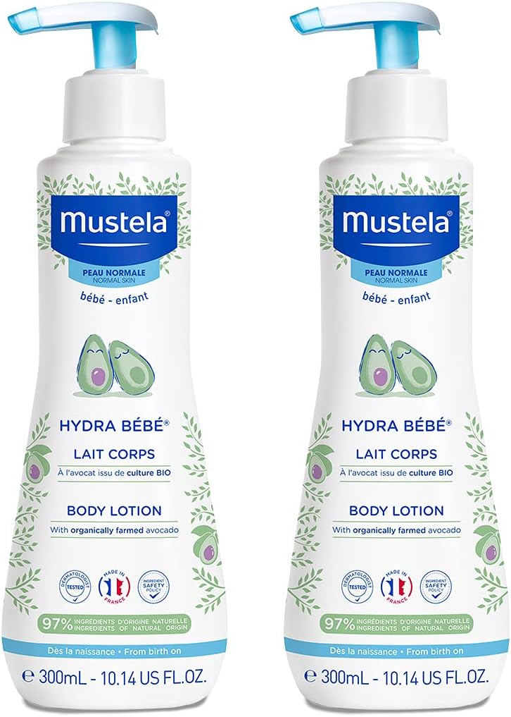 Mustela Hydra Bebe Body Lotion with Organically Farmed Avocado, 300 ml, Pack of 2 - Image 1