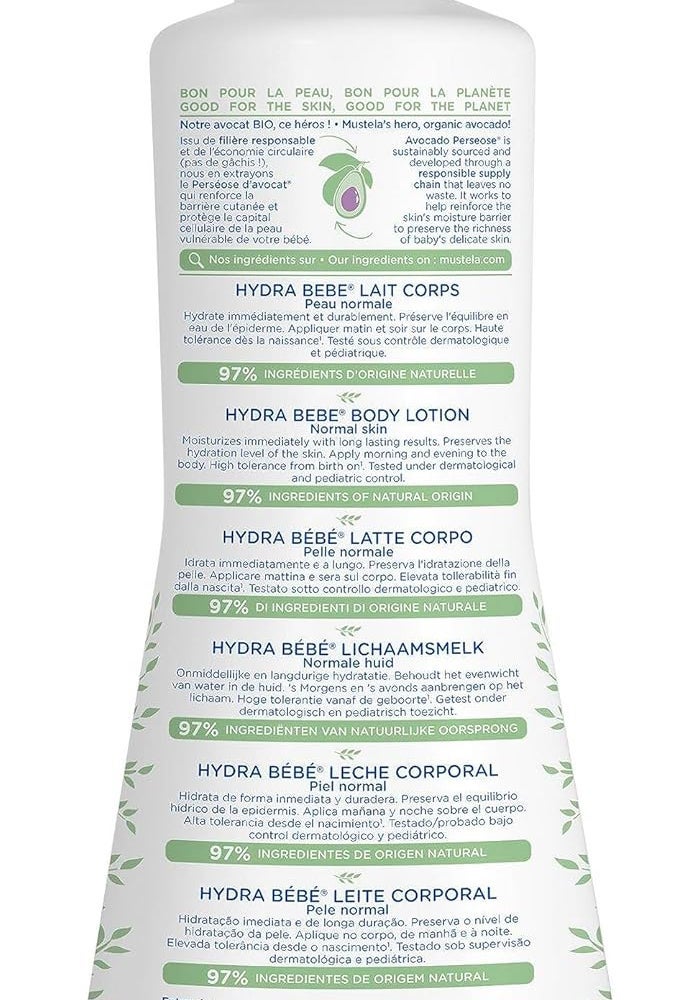 Mustela Hydra Bebe Body Lotion with Organically Farmed Avocado, 300 ml, Pack of 2 - Image 2