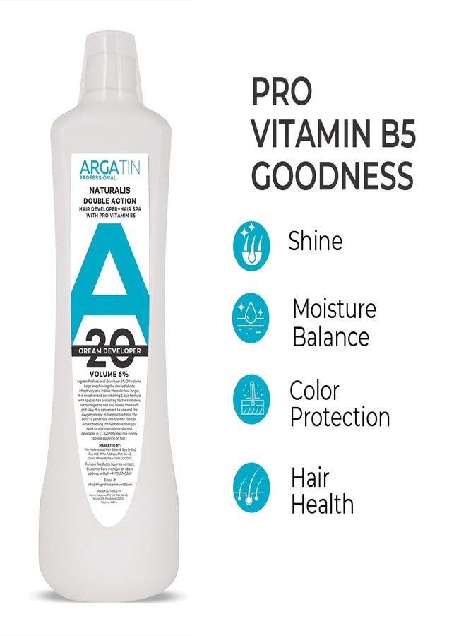 ARGATIN Professional Naturalis Hair Color Developer 20 Volume 6% 1000ml + Hair Color Tube No.5 Light Brown 80gm (Ammonia Free) | 2in1 Formulation with Enriched Pro Vitamin B5 - Image 4