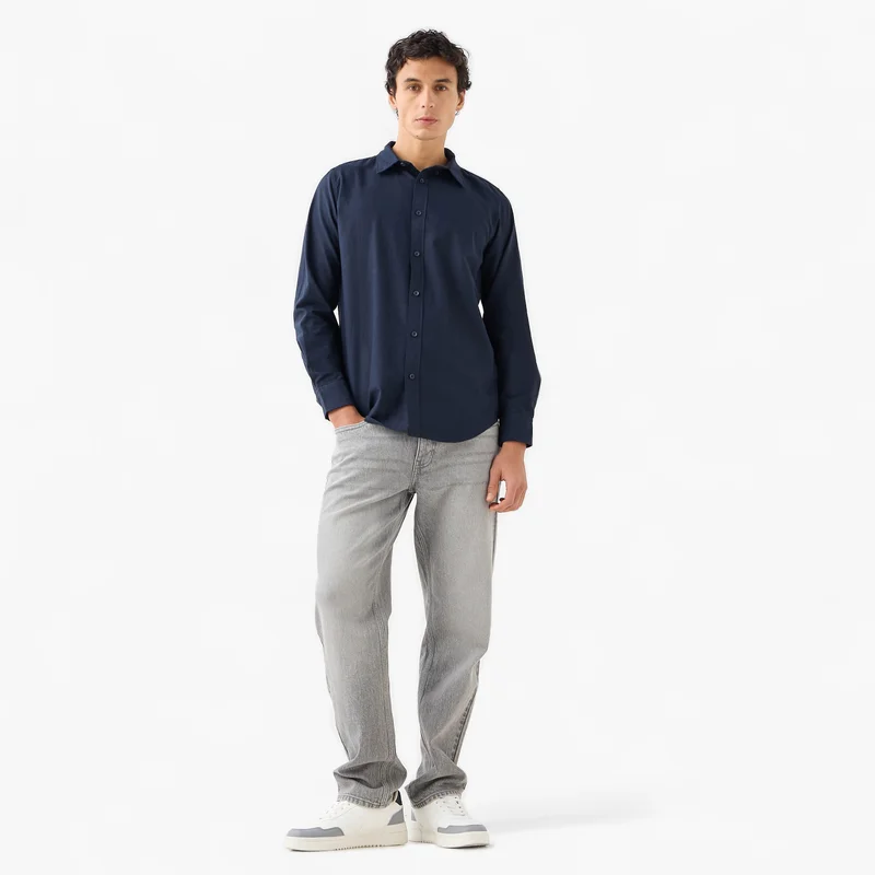 سبلاش فيڤ Men's Button Down Collar Textured Long Sleeves Shirt