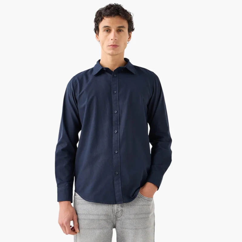 Splash FAV Men's Button Down Collar Textured Long Sleeves Shirt