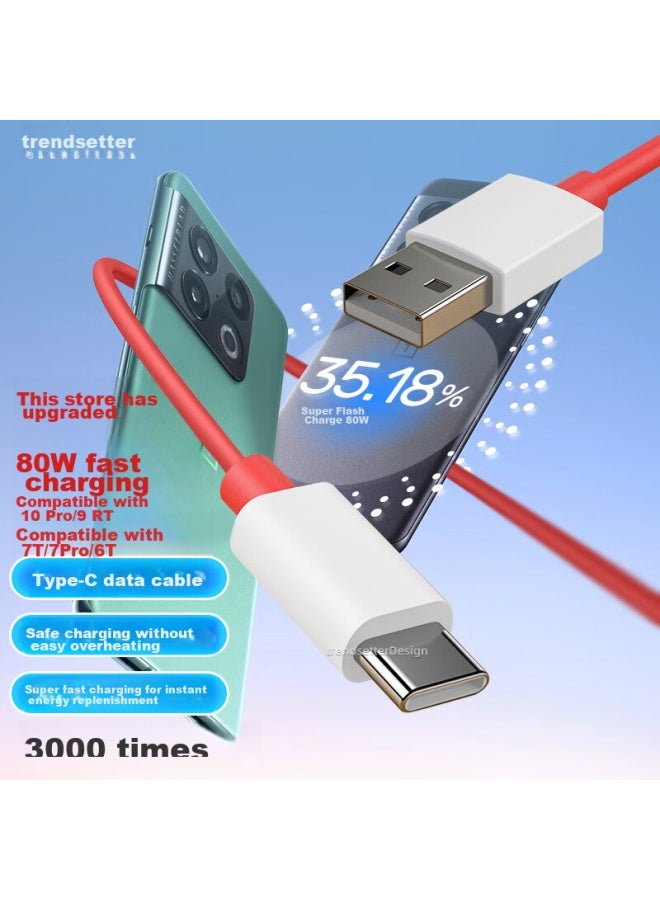 trendsetter W/67w/80w Fast Charging Cable For Oneplus 12, Compatible With Oneplus Ace 2/2v/11/10 Pro/9/9rt, Type-c Quick Charge Cable - Image 1