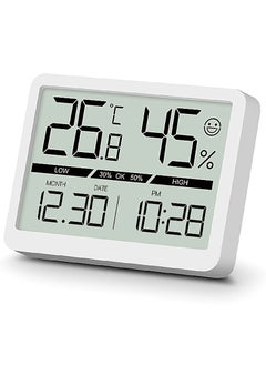 Generic Digital Temperature and Humidity meter for Room, Large screen and clear display, Simple Magnetic installation, Facial expressions, Time display, Battery not included  - Image 1