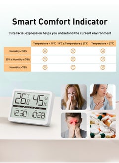 Generic Digital Temperature and Humidity meter for Room, Large screen and clear display, Simple Magnetic installation, Facial expressions, Time display, Battery not included  - Image 4