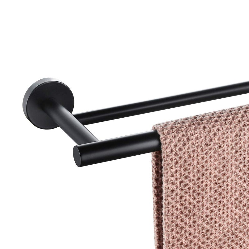 Miyili Miyili Matte Black Double Bath Towel Bar 24Inch SUS 304 Stainless Steel Hand Towel Rack for Bathroom A01B60B 