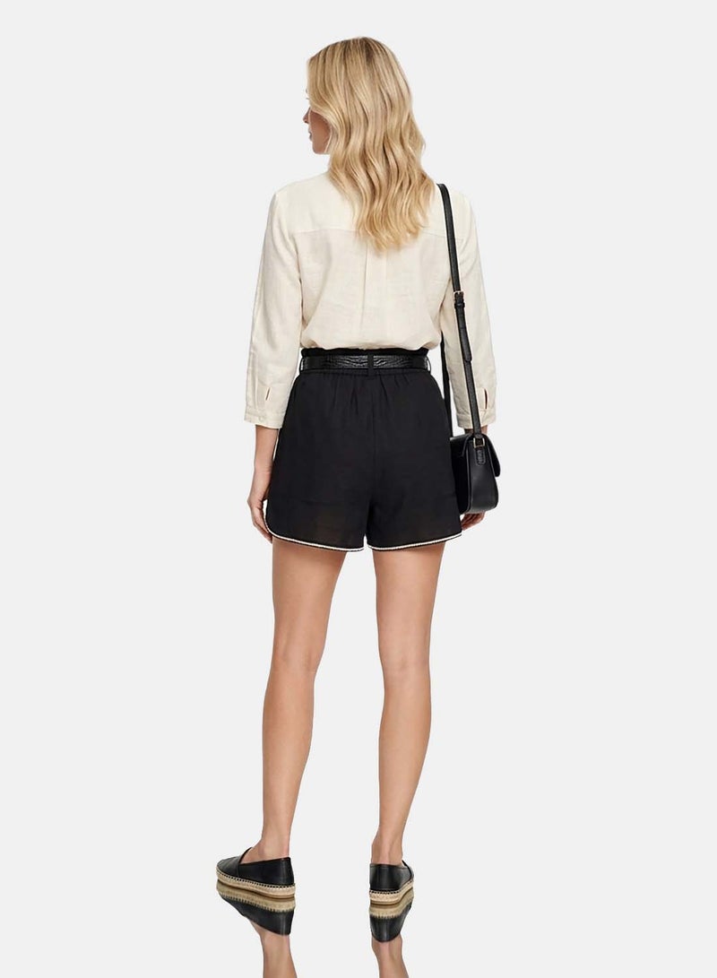 FOREVER 21 Women's High-Waisted Embroidered Shorts with Tie Belt - Image 2
