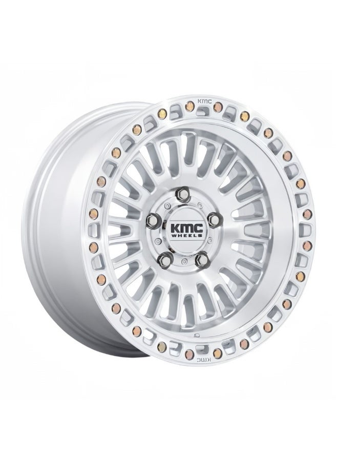 KMC KM554 AZTEC 17X8.5 5X127 ET00 CB71.5 GLOSS SILVER MACHINED FACE - Image 1