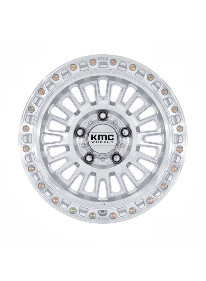 KMC KM554 AZTEC 17X8.5 5X127 ET00 CB71.5 GLOSS SILVER MACHINED FACE - Image 3