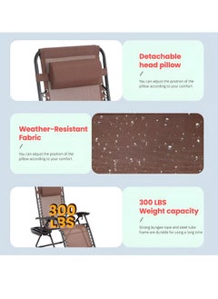 Reko Outdoor Chair Zero Gravity Chair Lounge Patio Chairs, Adjustable Reclining Chairs  - Image 5