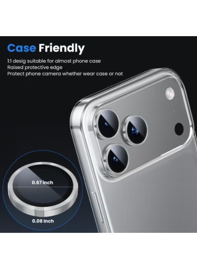 غطاء عدسة كاميرا منفصل لكل عدسة - لهاتف iPhone 17 Pro / 17 Pro Max تركيب تلقائي بمحاذاة مثالية، زجاج مقوى 9H، طلاء AR مضاد للوهج، متوافق مع أغلفة الهاتف - Image 4