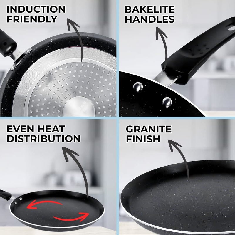 The Better Home The Better Home Non Stick Dosa Tawa (28cm- 3mm Thickness)| Gas & Induction Cookware | 3 Layer Nonstick Coating |Granite Tawa for Roti | Fish Fry Tawa | Dosa Tava Roti | Tava Pan Non Stick | Flat Tawa - Image 2