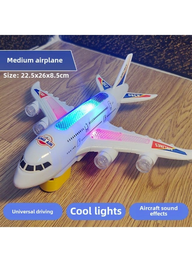 Children's Electric Universal Sliding Aircraft Toy Series Early Education Light Story Passenger Plane Model Boy Wholesale-Color:Medium Universal Aircraft-Specifications:Standard  - Image 1