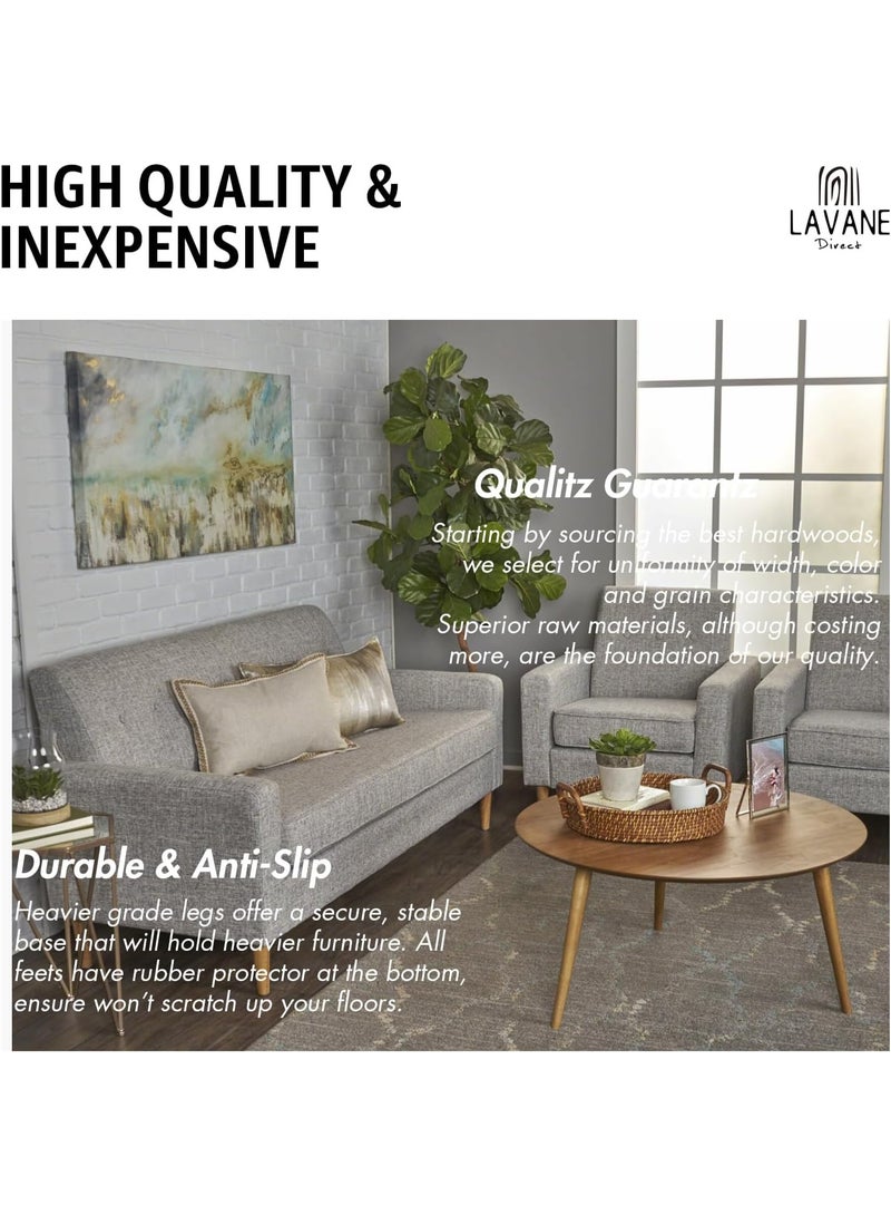 4 Pcs Replacement Sofa Legs For DIY Projects 6 inch / 15cm Wooden Furniture Legs, Set of 4 Solid Wood Tapered M8 Replacement Furniture Feet with Pre-Drilled 5/16 Inch Bolt & Mounting Plate & Screws for Couch Sofa Cabinet Ottoman - Image 3