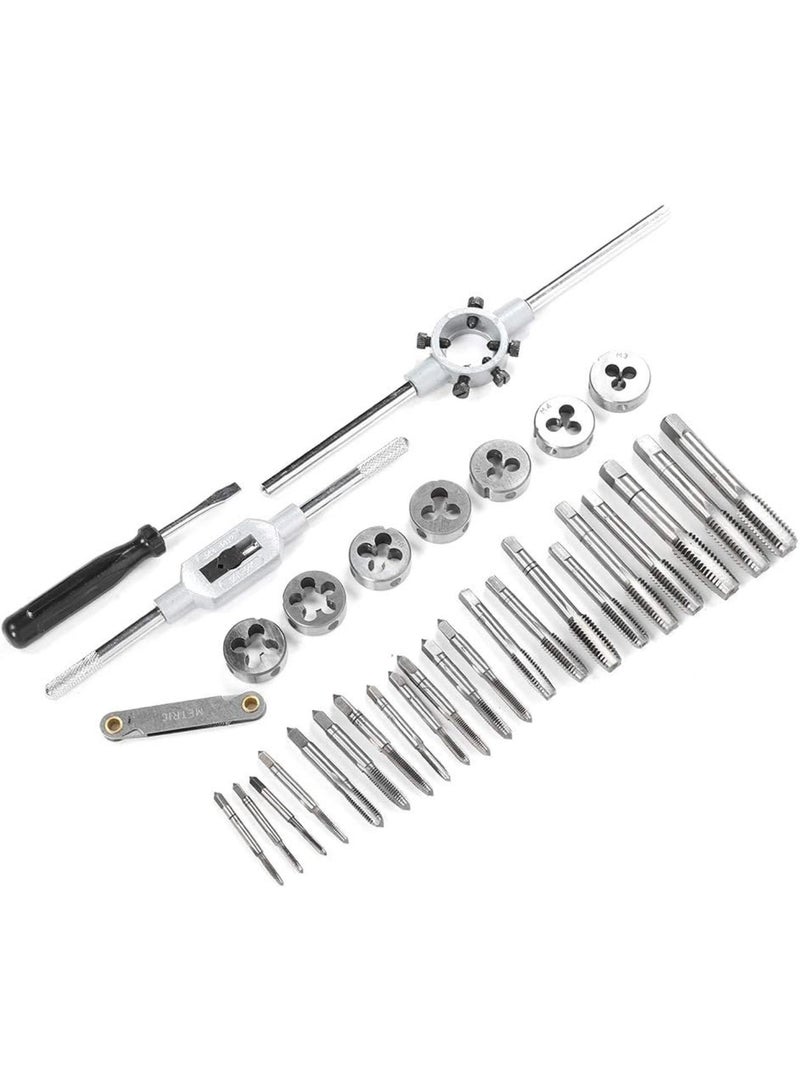 GGOOT 32pcs Tap Die Wrench Set Thread Hand Tool Kit Alloy Steel Portable High Hardness Hardware Supplies for Mechanist Industrail General Operating - Image 5