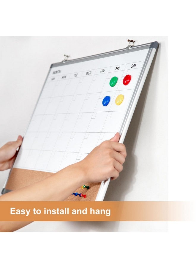 COMIX Dry Erase Calendar Whiteboard Corkboard Combo 24 * 18 Inch Monthly Calendar And Bulletin Board Combination For Wall Aluminum Frame Planner With Dry Erase Markers Magnets Push Pins - Image 4