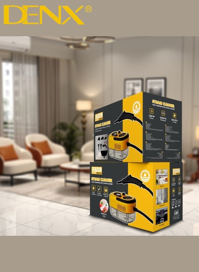 DENX DX2915 Multi-Purpose Steam Cleaner – 1500W Power with High-Pressure Steam for Deep Cleaning and Effective Sanitization of Kitchens, Bathrooms, Glass, Floors, and Furniture – 1.2L Water Tank with Full Accessories to Remove Grease, Dirt, and Bacteria without Chemicals, Safe and Eco-Friendly Solution for a Healthier Home - Image 3