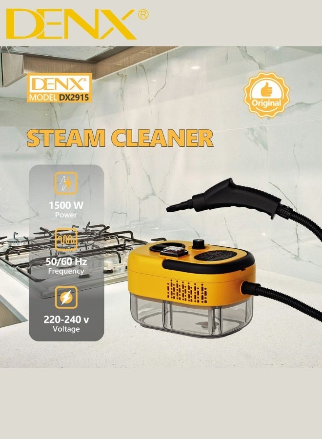 DENX DX2915 Multi-Purpose Steam Cleaner – 1500W Power with High-Pressure Steam for Deep Cleaning and Effective Sanitization of Kitchens, Bathrooms, Glass, Floors, and Furniture – 1.2L Water Tank with Full Accessories to Remove Grease, Dirt, and Bacteria without Chemicals, Safe and Eco-Friendly Solution for a Healthier Home - Image 4
