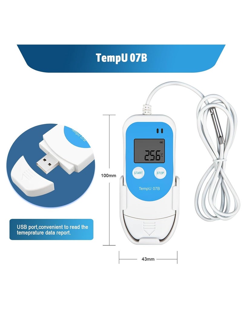 TZONE - Temperature Humidity Data Logger with Probe,Digital Humidity Logger USB Temp Recorder 34560 Groups,Industrial Data Logger Thermometer with Auto PDF&CSV Report for Freezer Refrigerator RH Monitor - Image 1