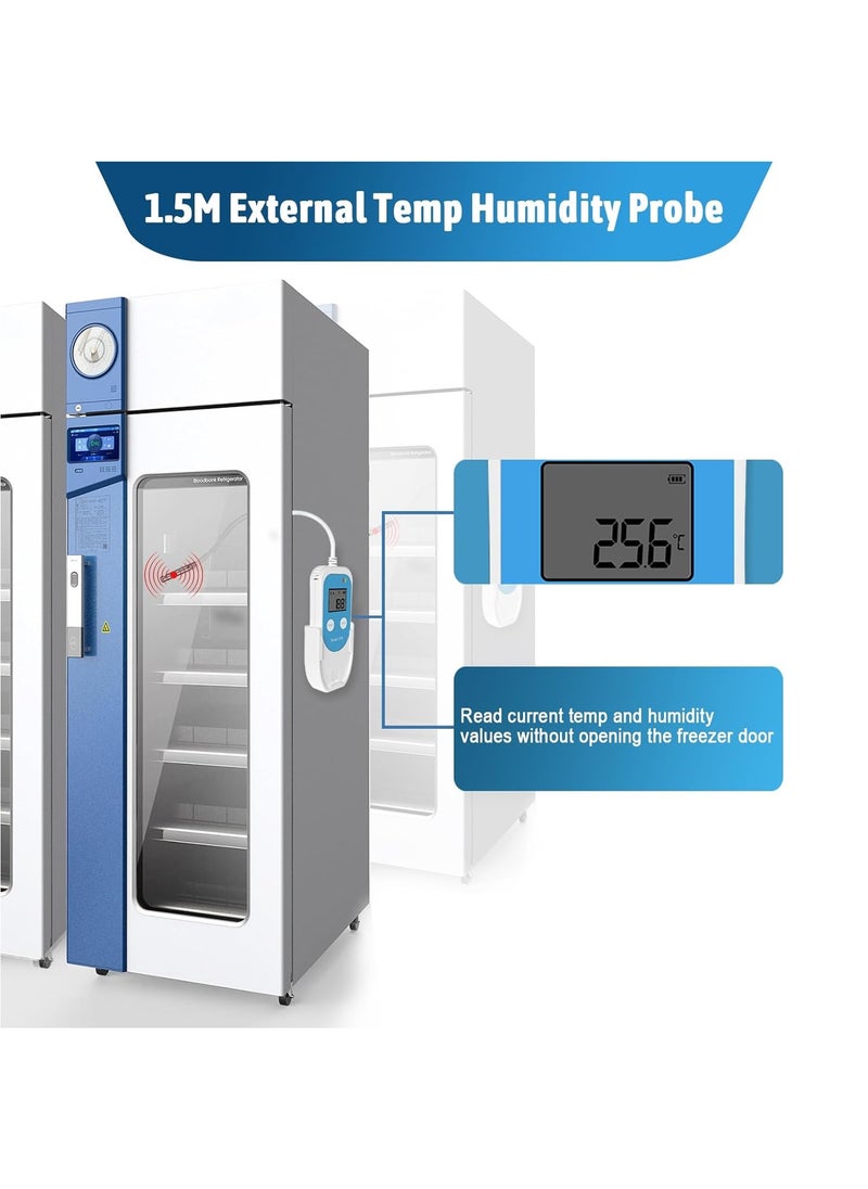 TZONE - Temperature Humidity Data Logger with Probe,Digital Humidity Logger USB Temp Recorder 34560 Groups,Industrial Data Logger Thermometer with Auto PDF&CSV Report for Freezer Refrigerator RH Monitor - Image 1