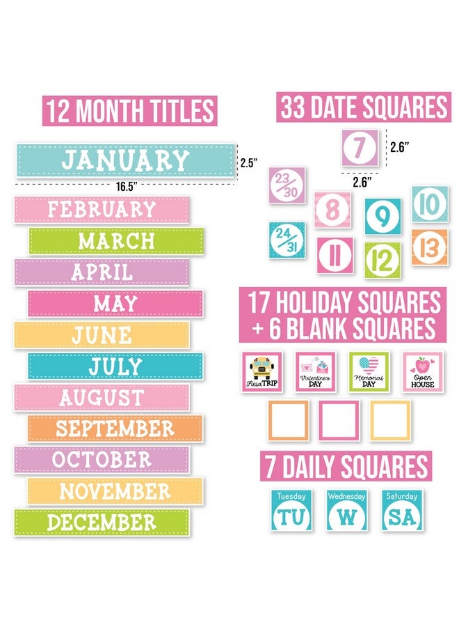 Hadley Designs Colorful Classroom Calendar Set Bulletin Board Bulletin Board Calendar For Classroom Elementary Teacher Calendar Bulletin Board Sets Preschool Calendar For Classroom School Calendar For Classroom - Image 2
