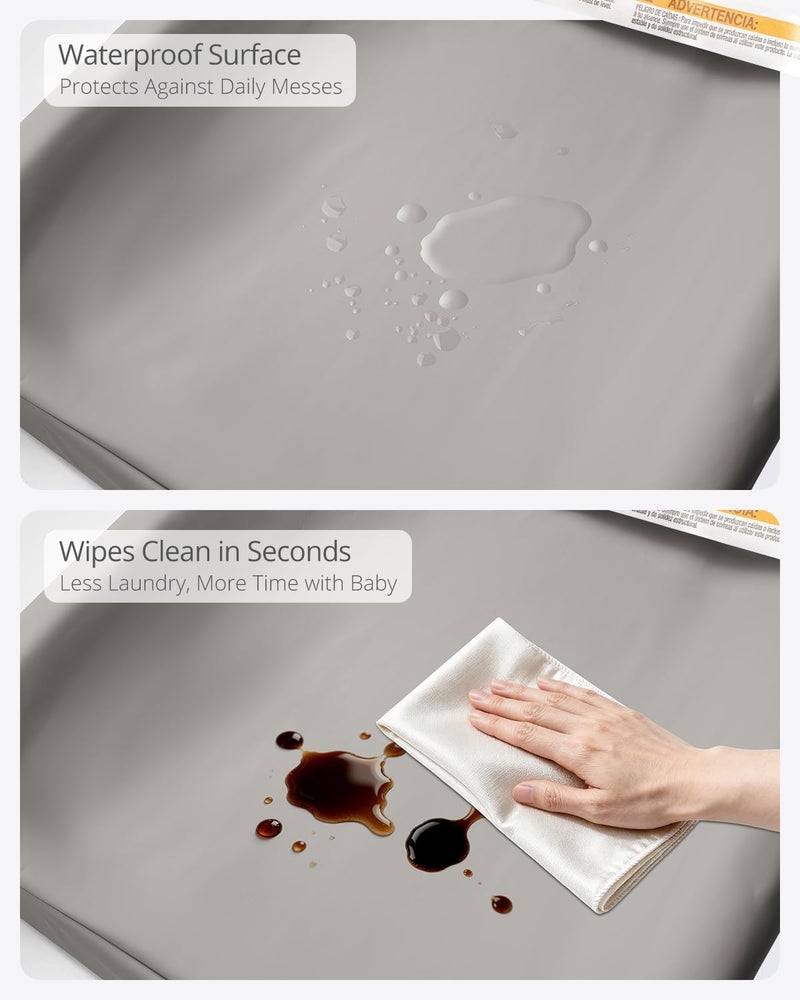 TAOCI Baby Changing Pad - Vegan Leather Changing Pad, Wipeable Changing Pads, 31.5" x 16" Diaper Waterproof PU Changing Mat for Dresser Table - Image 4