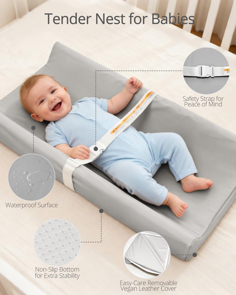 TAOCI Baby Changing Pad - Vegan Leather Changing Pad, Wipeable Changing Pads, 31.5" x 16" Diaper Waterproof PU Changing Mat for Dresser Table - Image 2