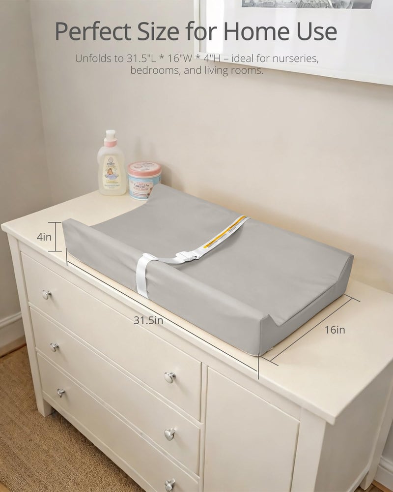 TAOCI Baby Changing Pad - Vegan Leather Changing Pad, Wipeable Changing Pads, 31.5" x 16" Diaper Waterproof PU Changing Mat for Dresser Table - Image 3
