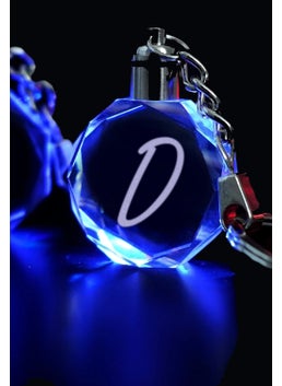 Mert Kristal Mert Crystal Letter D Keychain, Letter Keychain, Glass Engraved Keychain  - Image 2