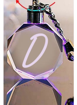 Mert Kristal Mert Crystal Letter D Keychain, Letter Keychain, Glass Engraved Keychain  - Image 3